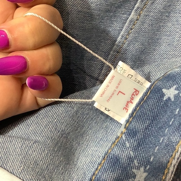 ROMWE - Sz L (see measurements) - 14” bell bottom sun moon stars Hi Rise Jeans - Picture 8 of 9